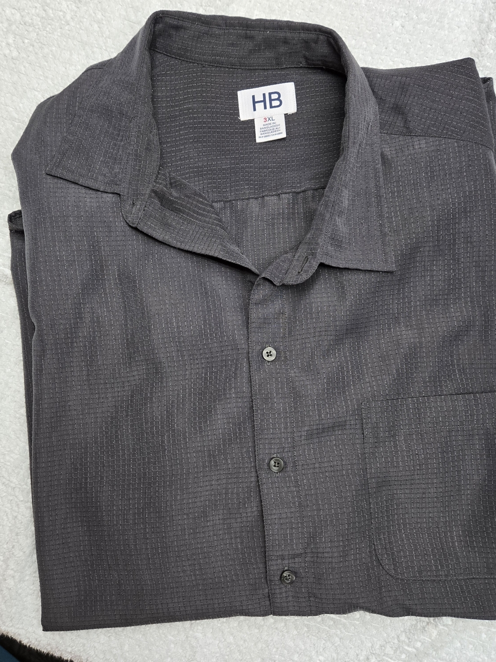 HB Men's Charcoal Textured Button-Down Shirt